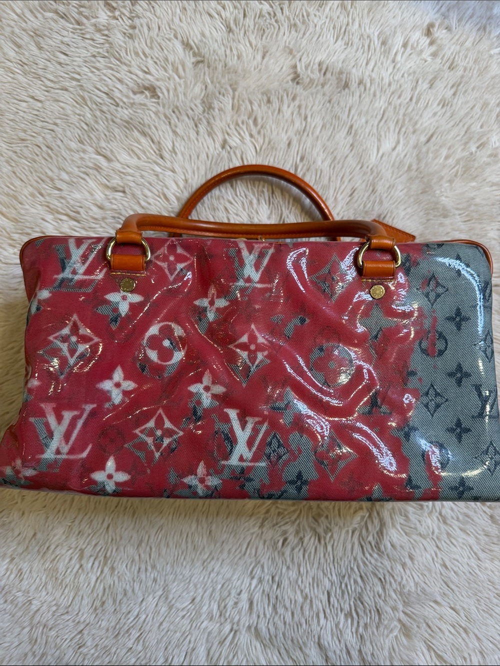 Louis Vuitton LV Richard Prince Pink Denim Defile Weekender PM Pulp Bag - Picture 2 of 14